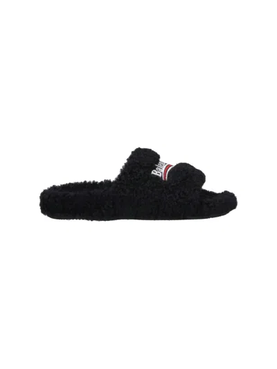 Balenciaga Furrand Platform Sandals For Women In Black