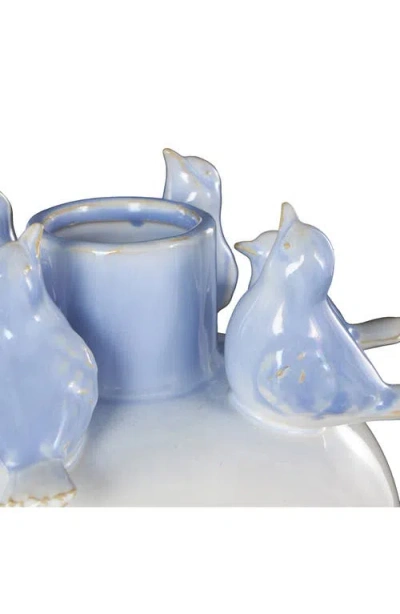 Uma Bird Stoneware Vase In White Multi