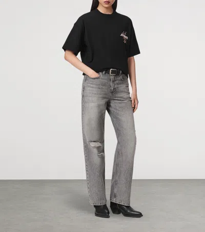 Allsaints Valen Etta Oversized T-shirt In Black