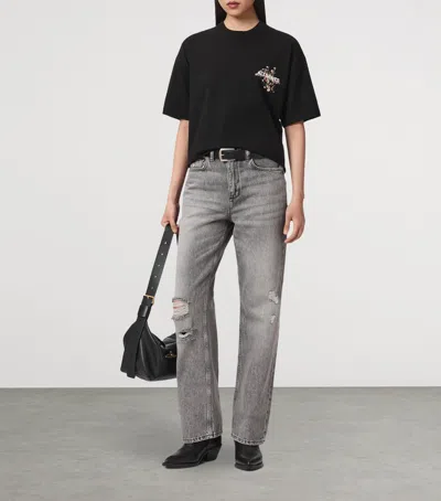 Allsaints Valen Etta Oversized T-shirt In Black