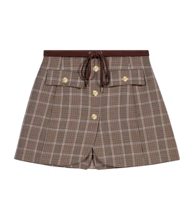 Maje Layered-effect Suit Shorts In Brown