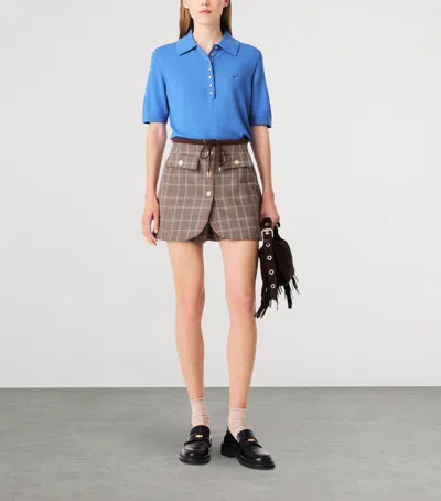 Maje Layered-effect Suit Shorts In Brown