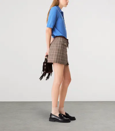 Maje Layered-effect Suit Shorts In Brown