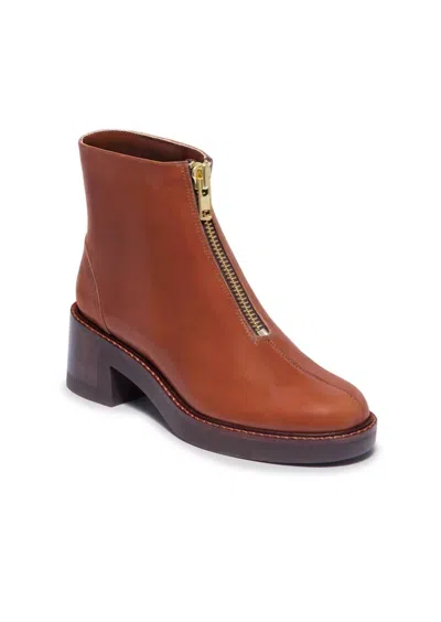 Bernardo Tess Leather Front-zip Ankle Boots In Brown
