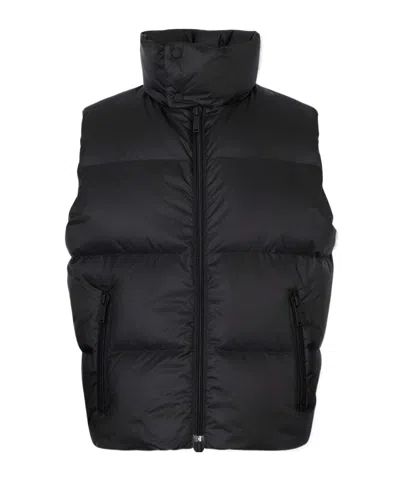 Dsquared2 Nylon Sleeveless Down Jacket High Collar In Black