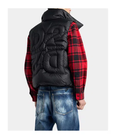 Dsquared2 Nylon Sleeveless Down Jacket High Collar In Black