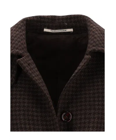 Tagliatore Bethany Houndstooth-pattern Coat In Brown
