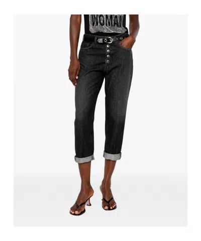Dondup Koons Button-fly Turned-up Jeans In Black