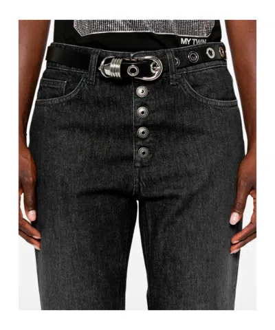 Dondup Koons Button-fly Turned-up Jeans In Black