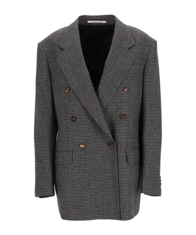 Tagliatore Loreley Double-breasted Micro-check Jacket In Black