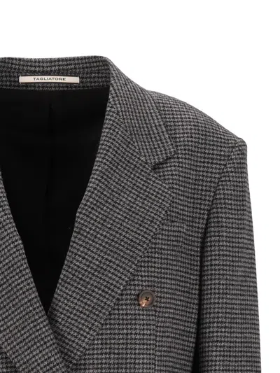 Tagliatore Loreley Double-breasted Micro-check Jacket In Black