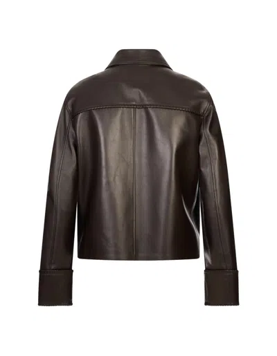 Agnona Long-sleeve Leather Jacket In Brown