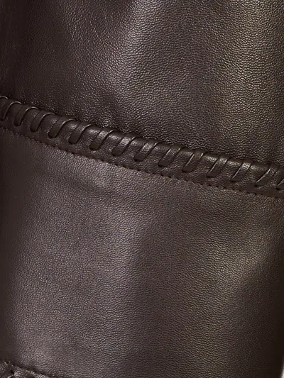 Agnona Long-sleeve Leather Jacket In Brown