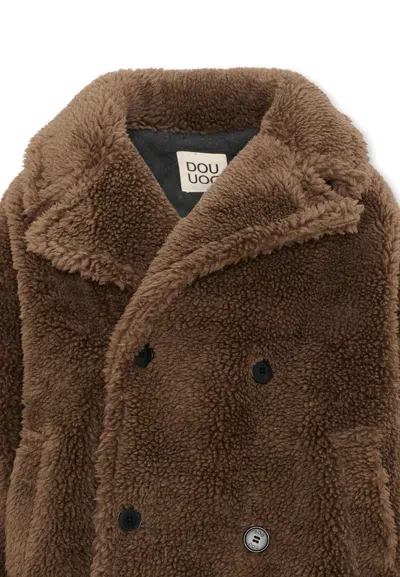 Douuod Double-breasted Coat In Brown