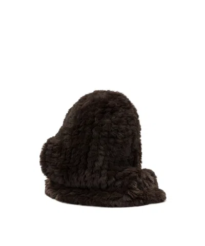 Pinko Fuzzy Pull-on Hat In Brown
