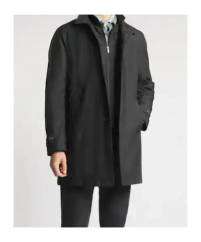 Fay Minimalist Black Morning Coat With Concealed Closure And Quilted Interior In Gray