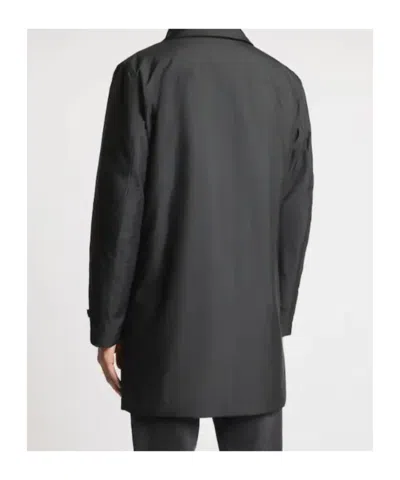 Fay Minimalist Black Morning Coat With Concealed Closure And Quilted Interior In Gray