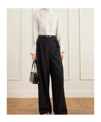 Co Striped Silk-satin Shirt In White