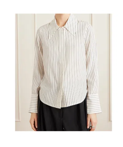 Co Striped Silk-satin Shirt In White