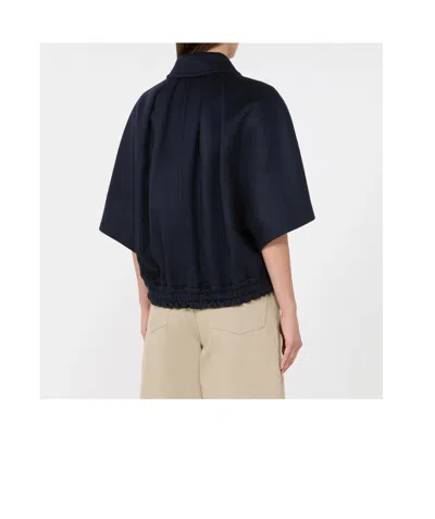 Max Mara Draped Boxy Cape In Blue