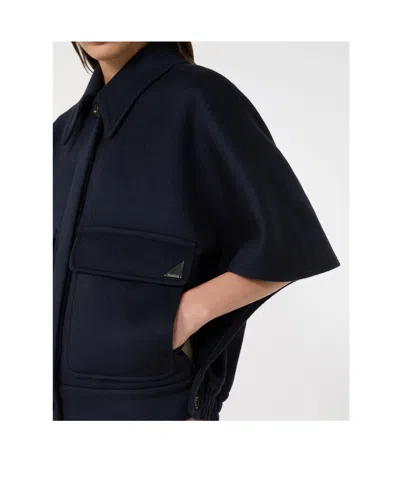 Max Mara Draped Boxy Cape In Blue