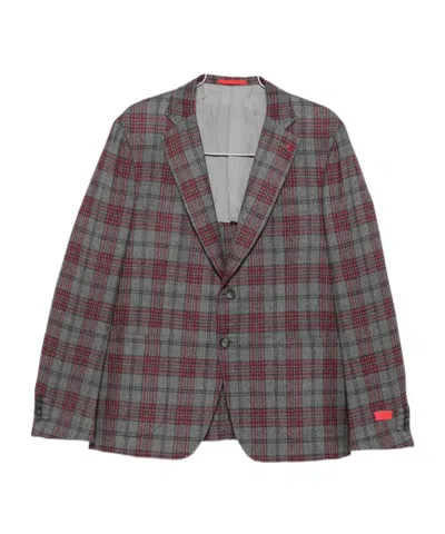 Isaia Check-pattern Notch-lapel Blazer In Multi