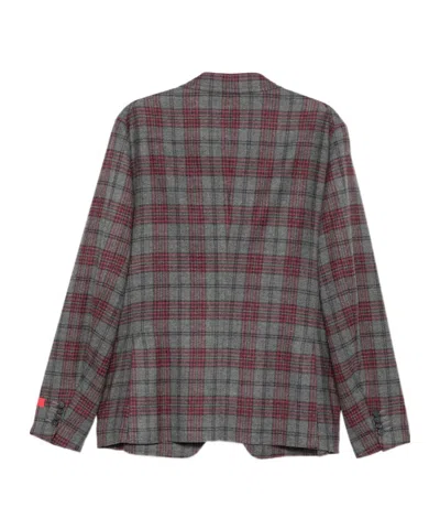 Isaia Check-pattern Notch-lapel Blazer In Multi
