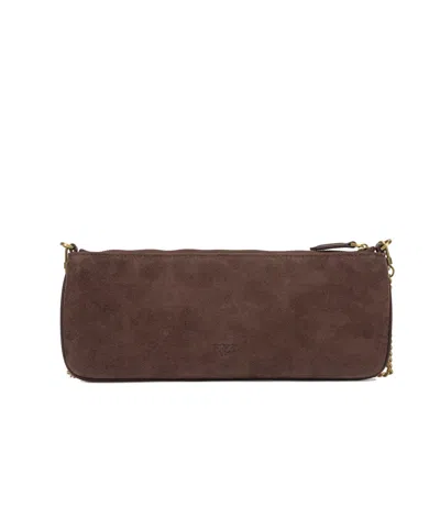 Pinko Chain Strap Lightweight Rectangular Clutch Bag In Brown