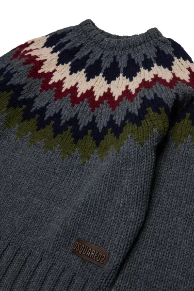 Dsquared2 Crew-neck Pullover With Logo In Gray