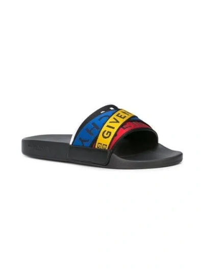 Givenchy Logo Multicolored Ankle Strap Sandals In Black