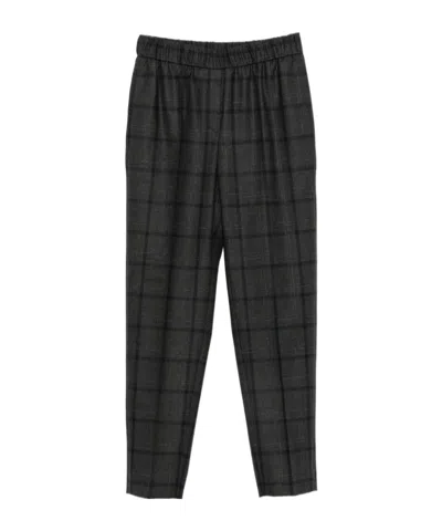 Peserico Check-pattern Trousers In Black
