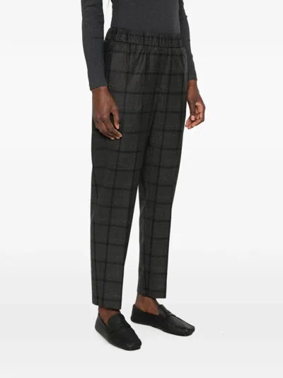 Peserico Check-pattern Trousers In Black