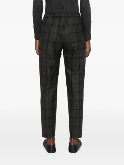 Peserico Check-pattern Trousers In Black