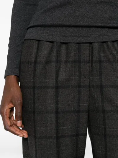 Peserico Check-pattern Trousers In Black