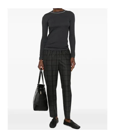 Peserico Check-pattern Trousers In Black