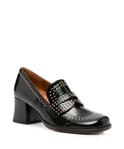 Chie Mihara Stud-embellished Leather Loafers In Black