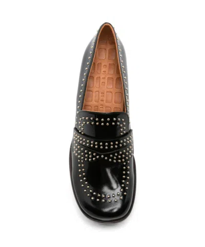 Chie Mihara Stud-embellished Leather Loafers In Black