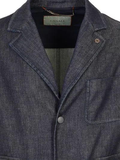 Canali Patch-pocket Denim Jacket In Gray