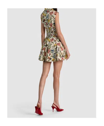 Alice And Olivia Kim Paneled Corset Flared Mini Shirt Dress Desert Springs Vanilla In Multi