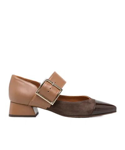 Chie Mihara Hebas Buckle-strap Pointed-toe Pumps In Dark Brown