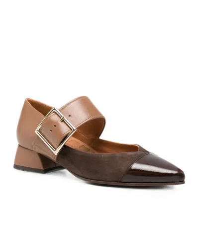 Chie Mihara Hebas Buckle-strap Pointed-toe Pumps In Dark Brown