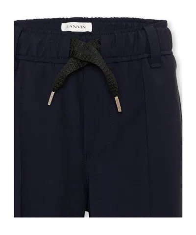 Lanvin Drawstring Pressed-crease Trousers In Blue
