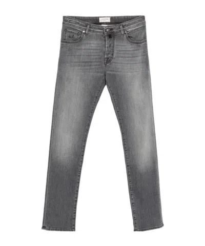 Jacob Cohen Distressed Cotton Jeans In Gray