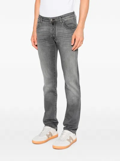 Jacob Cohen Distressed Cotton Jeans In Gray