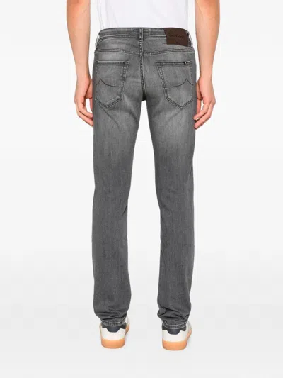 Jacob Cohen Distressed Cotton Jeans In Gray