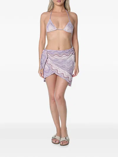 Mc2 Saint Barth Leah Raschel Wave-pattern Bikini Top In Pink