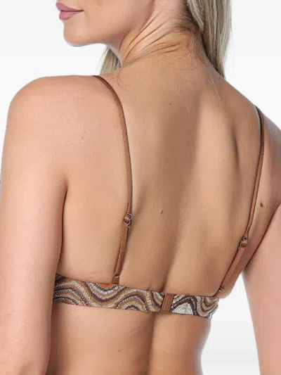 Mc2 Saint Barth Salina Wave-pattern Bikini Top In Brown