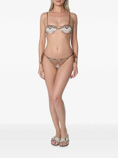 Mc2 Saint Barth Salina Wave-pattern Bikini Top In Brown