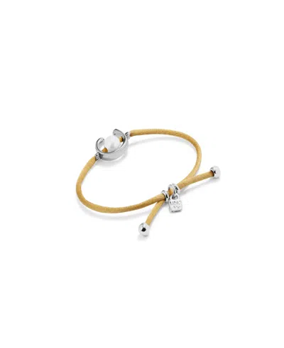 Unode50 Camel Silk Effect Bracelet With Pearl Shell In Silver