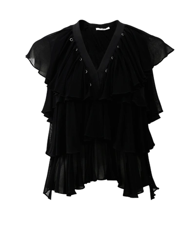 Shop Givenchy Tiered Ruffle Top In Black